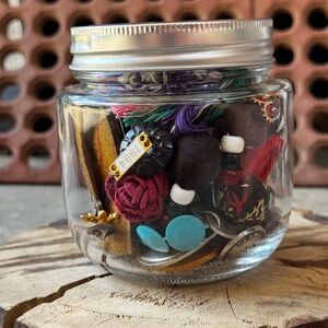 Colorful Trinket Jar #ispy #junkdrawer #crowcore‎